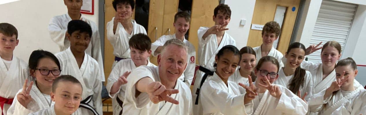 Youth and adult karate class group photo at SNW Karate, Chester and Ellesmere Port